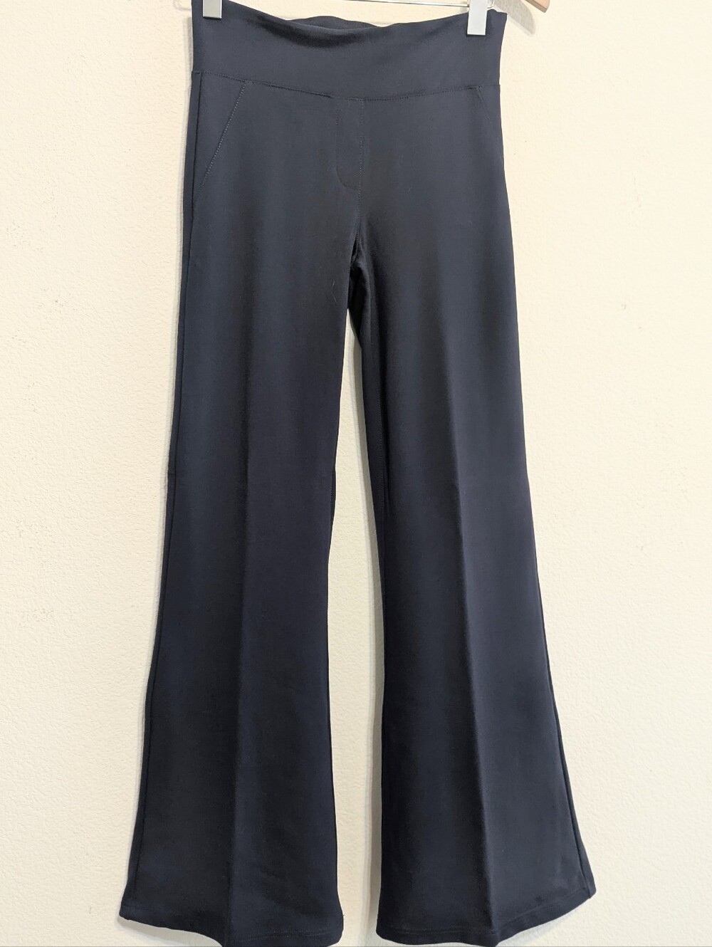 Betabrand Pants Small Tall Classic  Dress Yoga Bootcut Stretch Flare Navy Blue